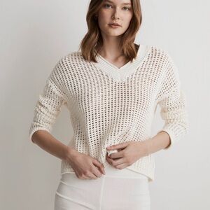 Open Stitch V-Neck Pullover Sweater